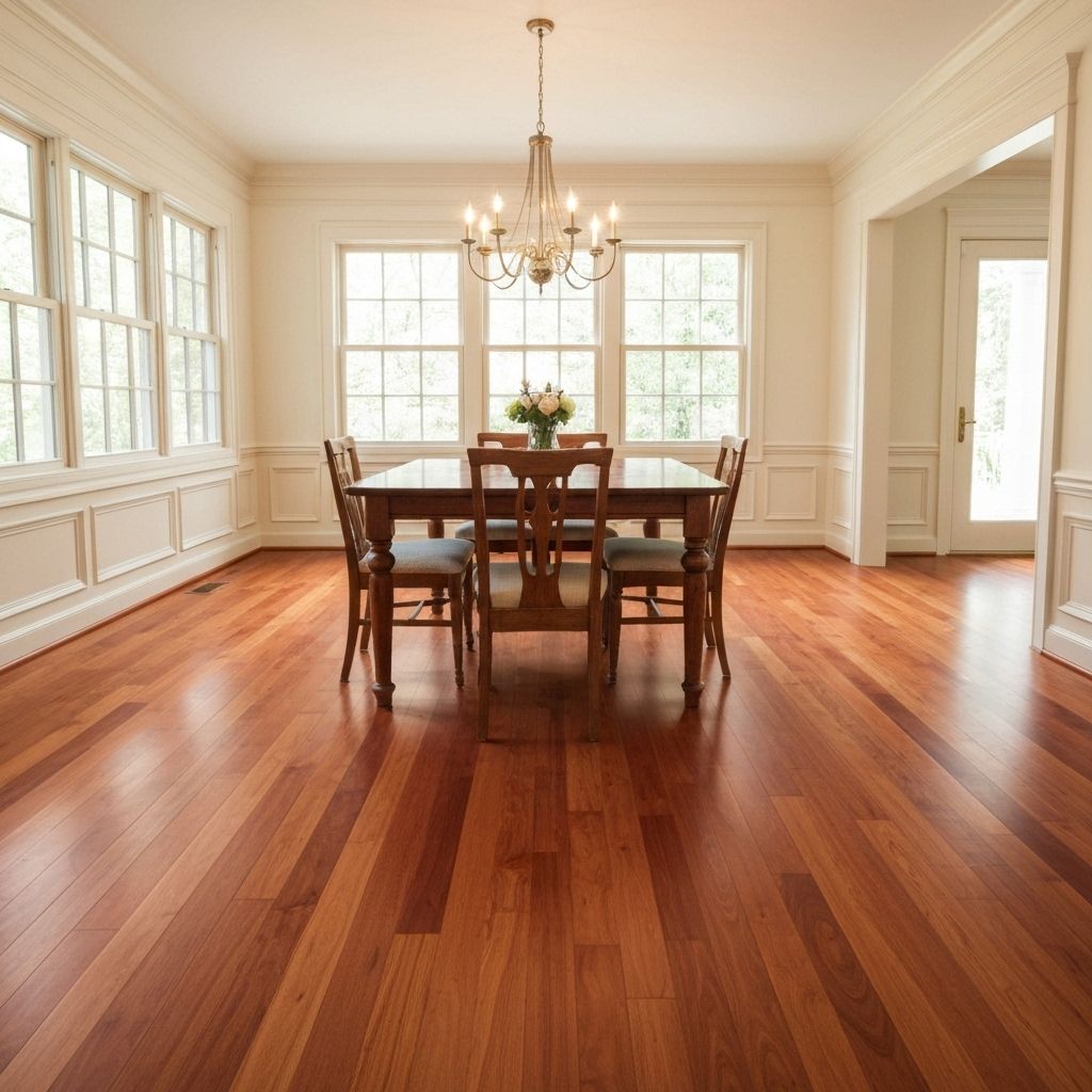 Cherry wood plank flooring